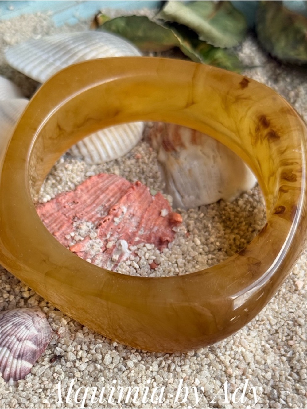 Alquimia Honey Amber Marbled Resin Bangle Bracelet